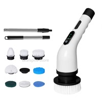 Electric Cleaning Brush Cordless Household Multi-function Rotation Cleaning Brush Tools with 9 Heads for Bathroom Kitchen Toilet