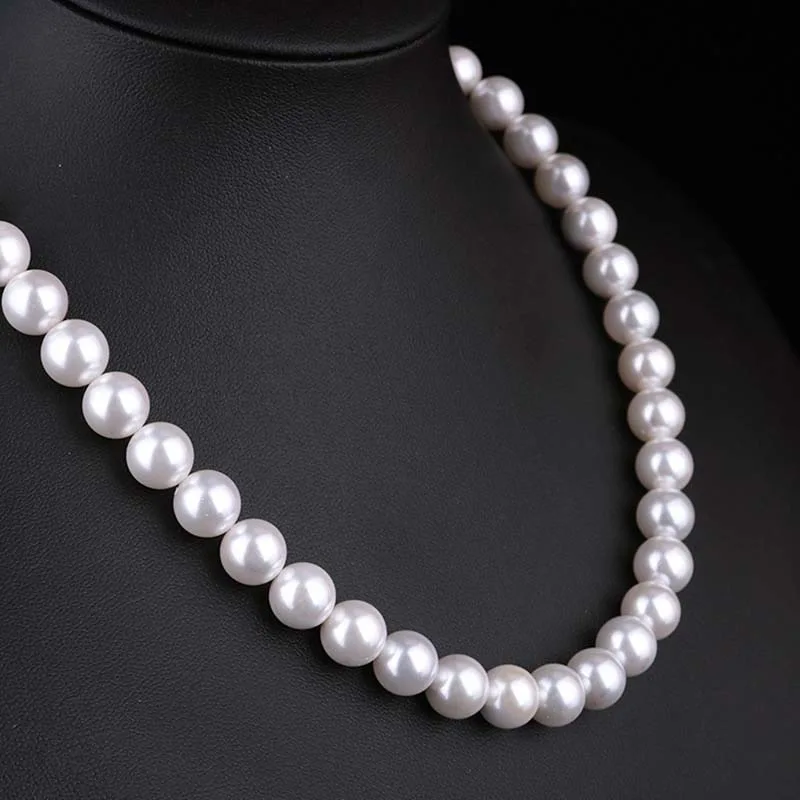 New 8mm Artificial Glass Pearl Short Necklace Women's Simple Clavicle Chain Jewelry Accessories C- End 2 Yuan Store Small Gift