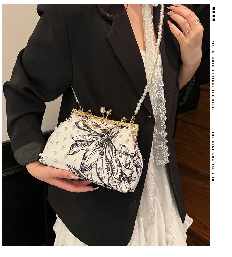 

2025 Новая модная изысканная литературная сумка через плечо в китайском стиле - высококачественная ручная сумка-ракушка с застежкой