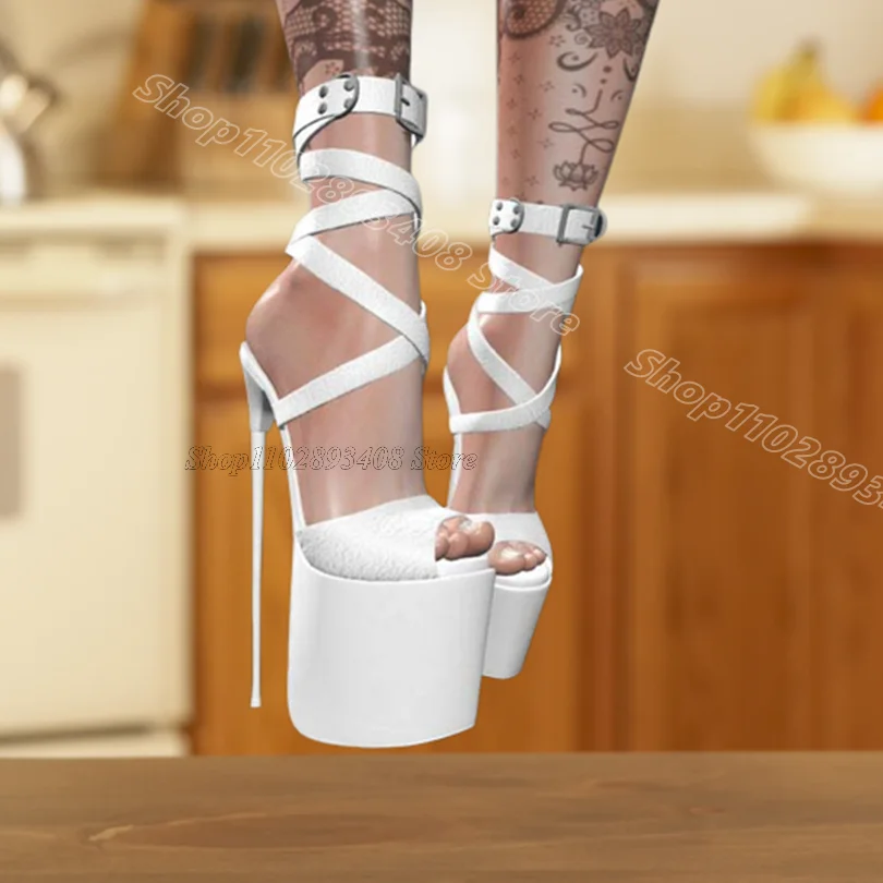 Red Ankle Strap Platform Sandals Peep Toe Shallow British Style for Women Summer Party Dress Dance Shoes Zapatos Para Mujere