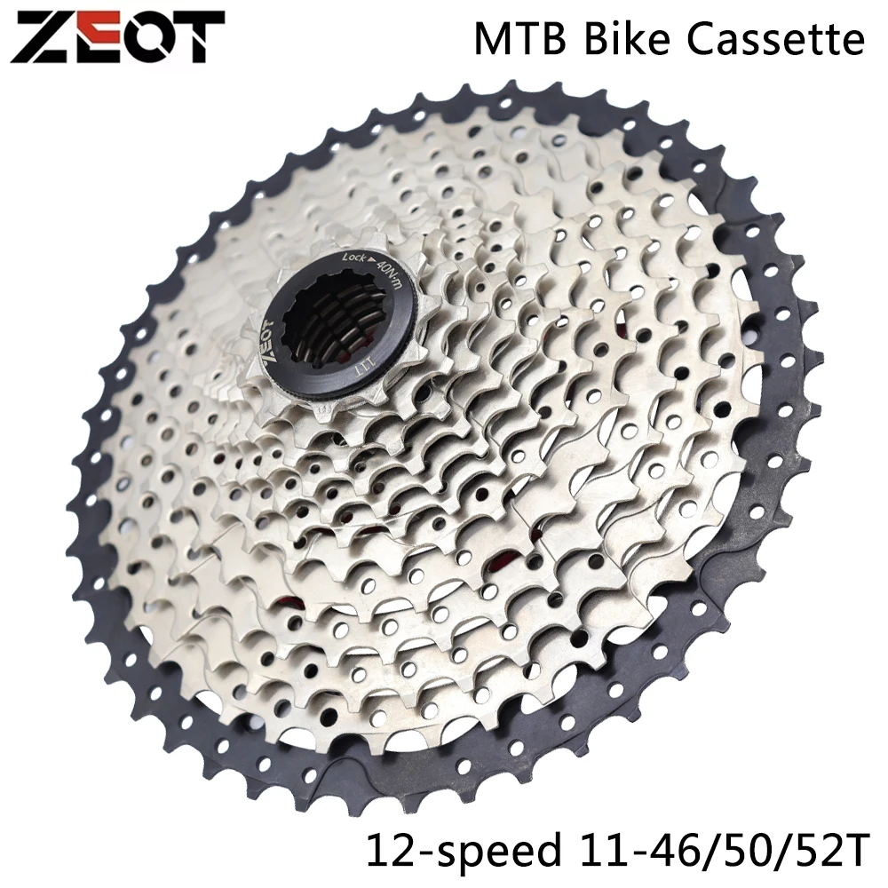 ZEOT 12 Speed Mountain Bike Cassette Sprocket 11-46T/50T/52T Black Silvery Freewheel for Shimano Sram Bicycle Parts