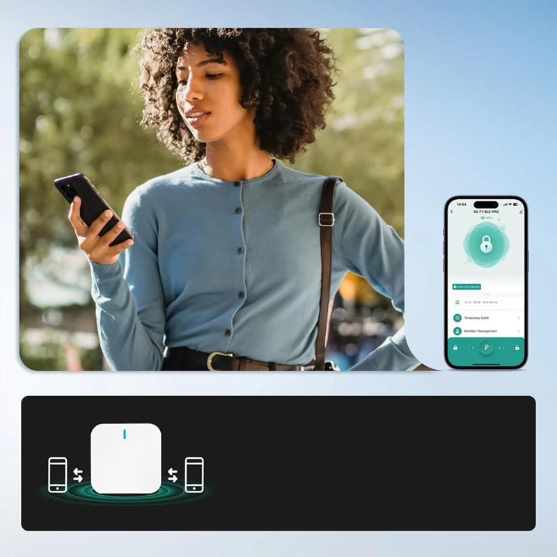 AB47-Smart Key Lock Box, Bluetooth Lock Box z czytnikiem linii papilarnych, kodem dostępu i kartą dostępu oraz kluczem ręcznym i kontrolą aplikacji, odcisk palca