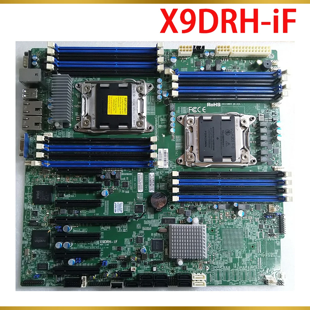 For Motherboard Support E5-2600 V1/V2 Family ECC 1 PCI-E 3.0 x16 And 6 PCI-E 3.0 x8 LGA2011 DDR3 X9DRH-iF