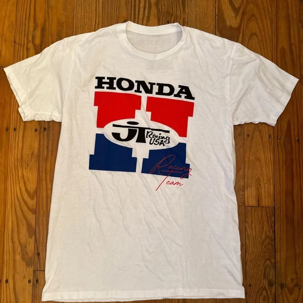 

Модная свободная футболка Honda, летний гоночный костюм высокого качества, мужской и женский с коротким рукавом и принтом 2025