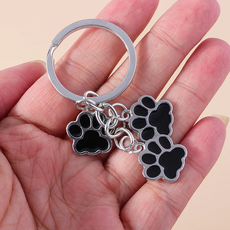 Aihua Cute Keychain Cat Dog Paw Key Ring Footprints Enamel Key Chains For Women Men Handbag Accessorie DIY Handmade Jewelry Gift