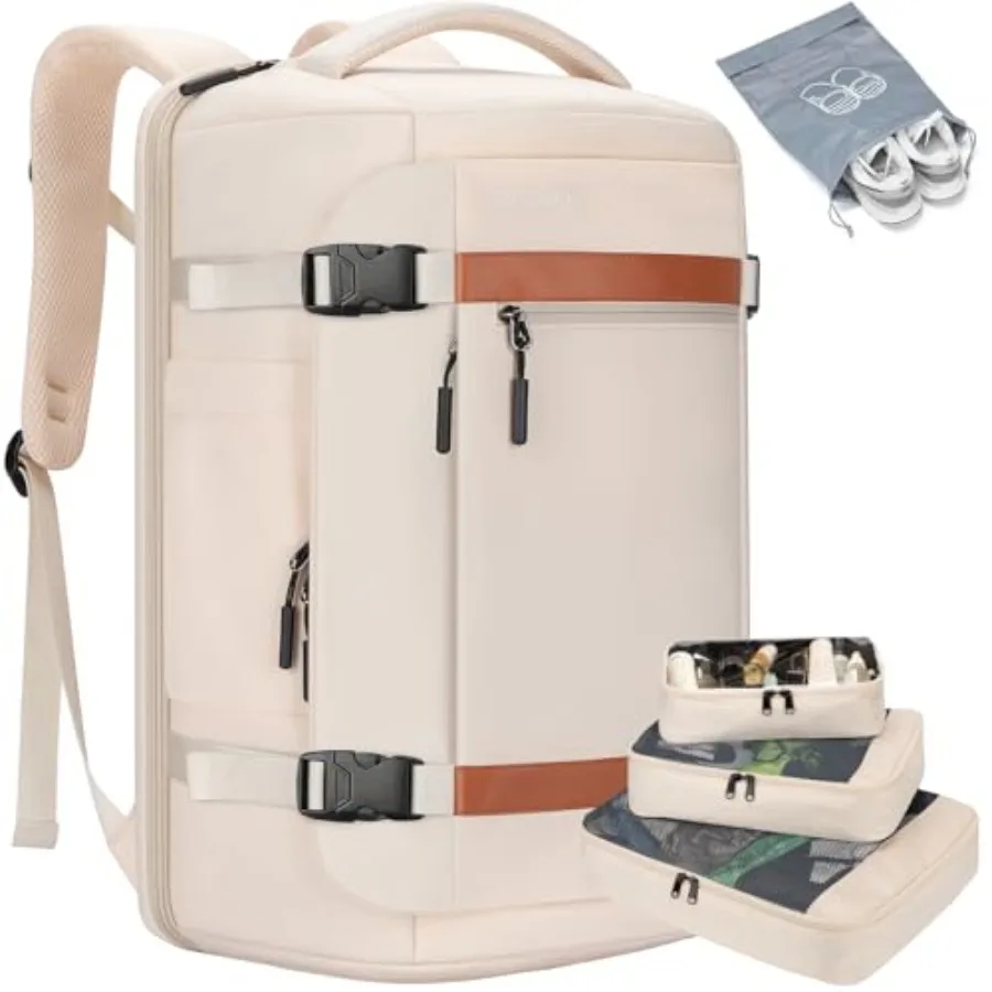 

42L Travel Backpack with 4 Packing Cubes TSA Friendly Flight Approved Carry-On Bag Water-Resistant Business Backpack for Men Wo