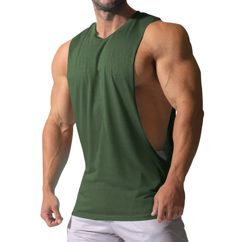 Gym Training Tanktop Heren Sport T-Shirt Zomer Dun Katoen Ademend Fitness Heren Hardloopvest Sneldrogende Mouwloze Tops