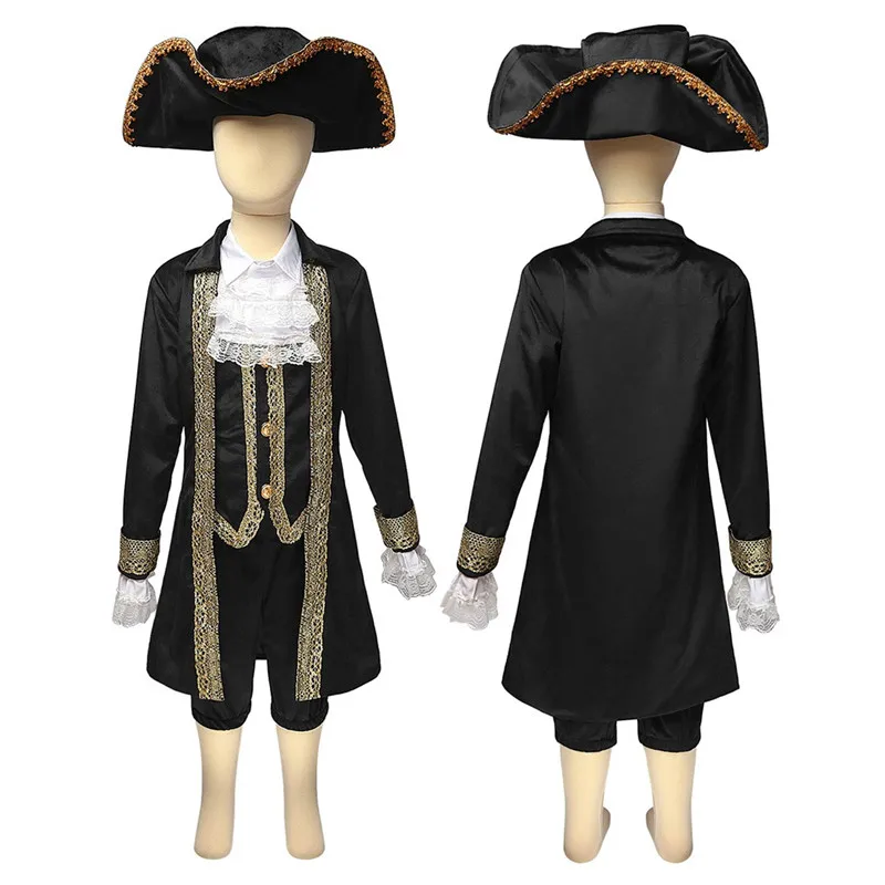 

Caribbean Pirate Costume Set for Boys Halloween Performance Game Role-playing Clothes Ethnic Stage Costume Polyester Fiber