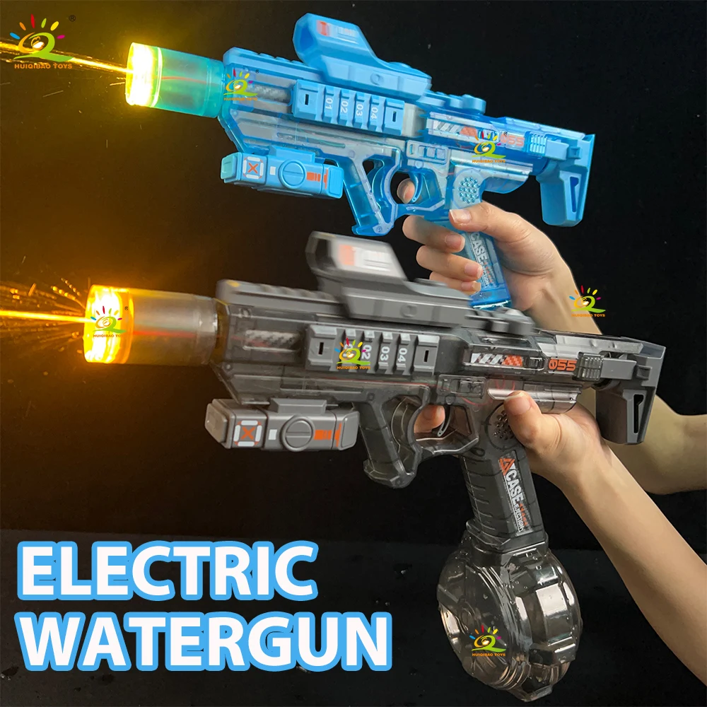 HUIQIBAO Automatic Water Blaster Toy with LED Light, Large Drum Capacity Electric Water Pistol, Summer Outdoor Beach