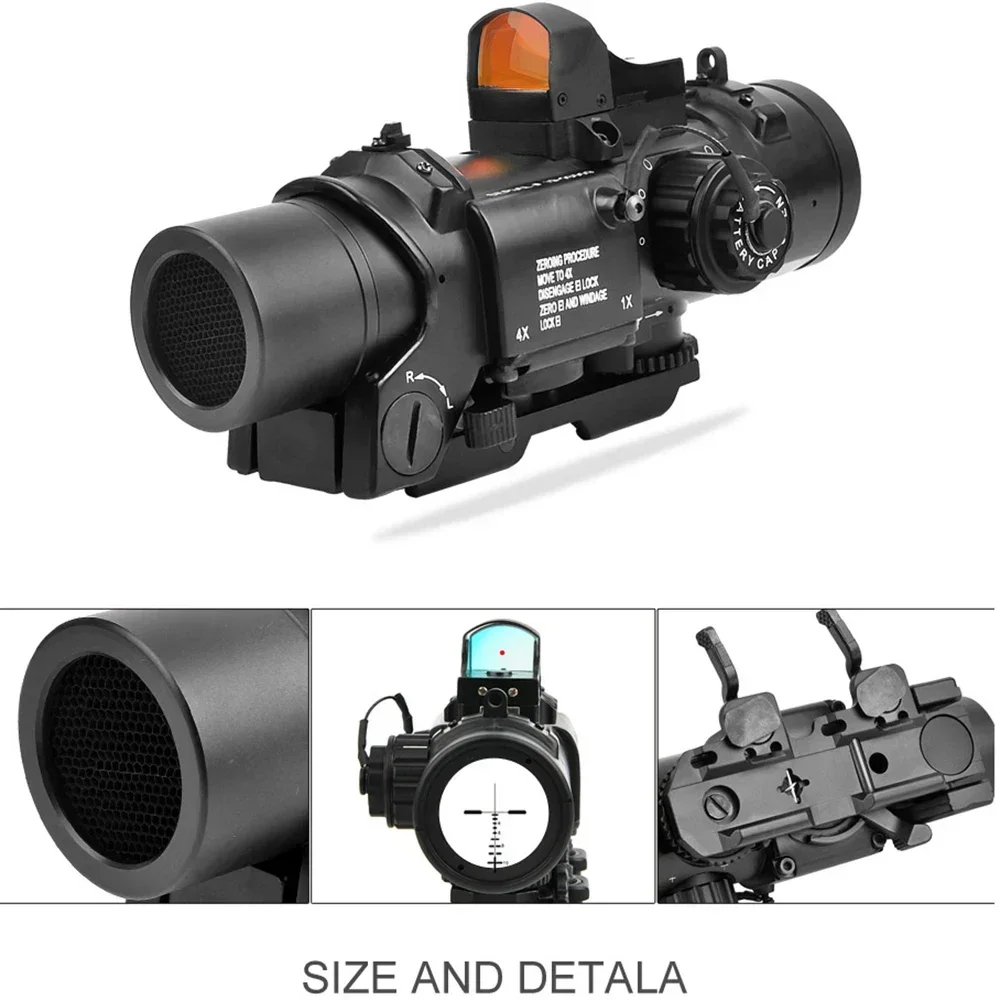 

Tactical Wide Angle 1x-4x Fixed Dual Purpose Tactical Rifle Scope With Mini Red Dot Scope Sight Combo Rubber Covers Black/Tan