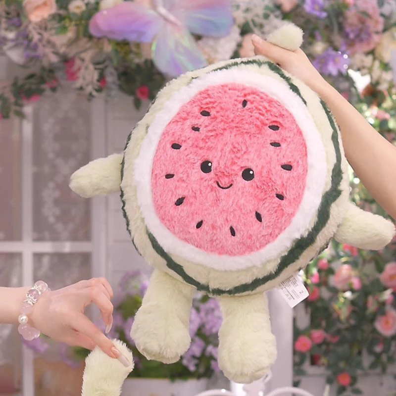 40CM Cute Bubble Watermelon Plush Toy Watermelon Cut Surface Creative Plant Watermelon Doll as a Festival and Birthday Gift