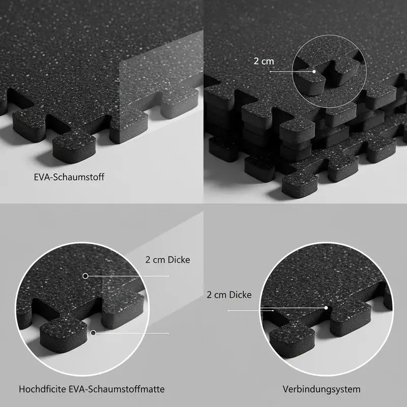 Puzzle Exercise Mat, 12 PCS Fitness Equipment Mats, 24 x 24 x 0.79 in, High-Density EVA Foam Mats Set, Interlocking Rubber Soft Tiles, Protective Floor Padding with Gray Dots for Home Gym Office - view 4