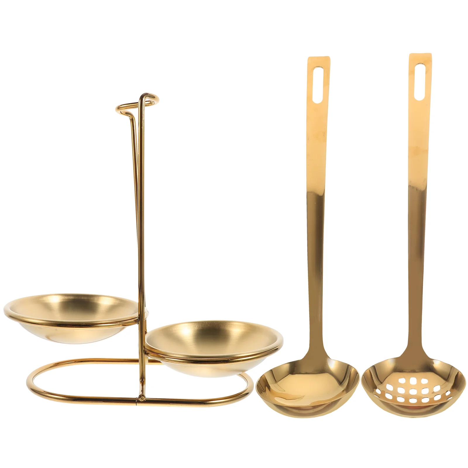 

Stainless Steel Spoon Rest Kitchen Holder Gold Serving Spoons Tablespoon Strainer 304 Supplies Soup Slotted Ladle