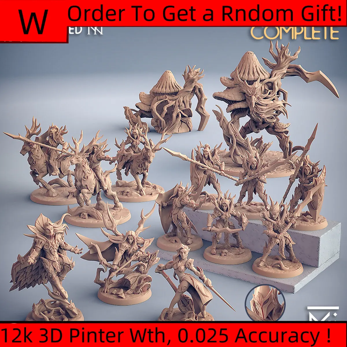 Modelli microscopici di stampa 3D inquadre elfi della foresta 】 Knight Minstrel Stag Trooper Tree Demon Warrior Dnd Group Table Game Pieces