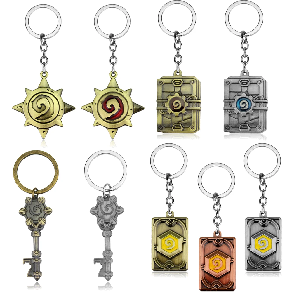 WOW Hearthstone: Heroes of Warcraft Key Chains 3D Hearthstone Keyring Vintage Metal Keychain For Men Gift