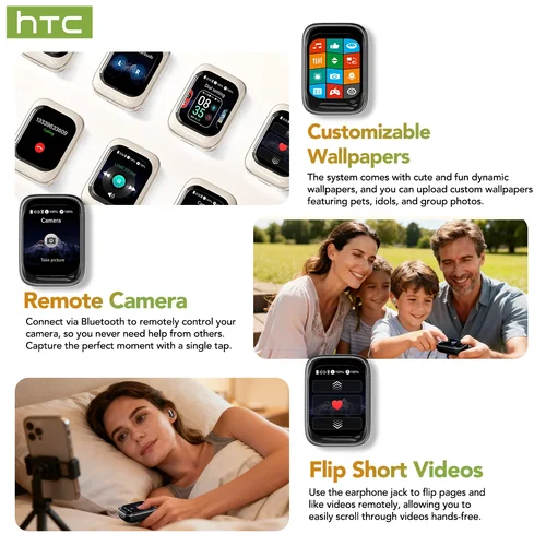 Imagen 2 del producto [HTC NE48] Auriculares Bluetooth con tapa lateral Auriculares con traducción AI Pantalla táctil HD Auriculares inalámbricos intrauditivos TWS