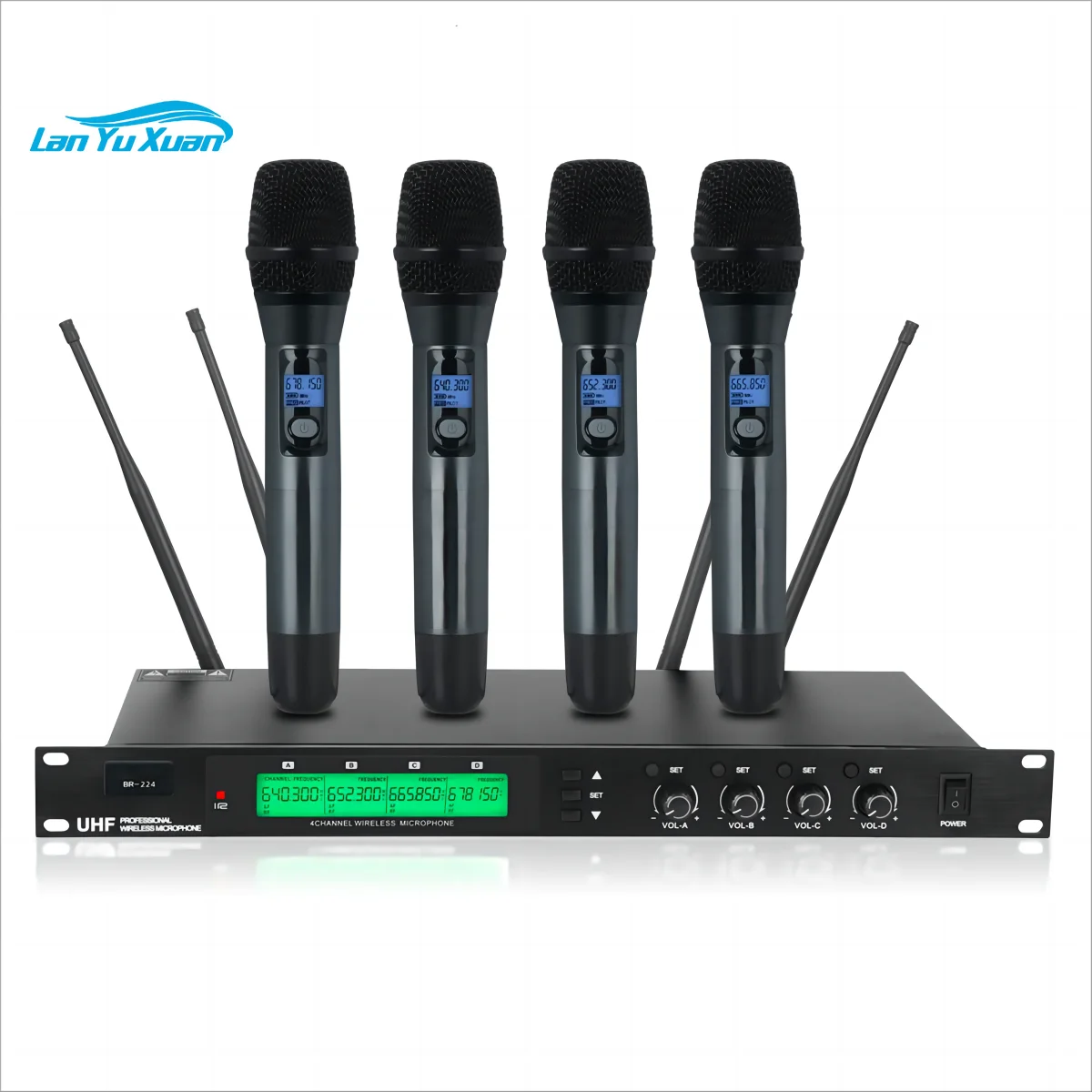

Professional UHF Wireless Microphone with Reverb and Volume Adjustment 4 Pcs Metal Mic
