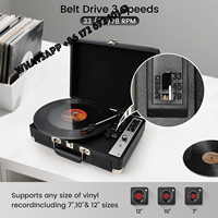 Best sellerPortable LP Vinyl Record Player Turntable with 3 Speeds & Bluetooth Speaker Durable Record Case Suitcase Instrument B