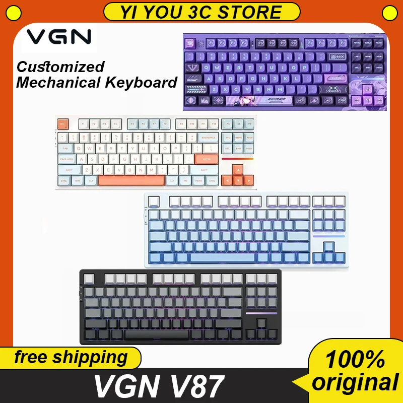 

VGN V87 Mechanical Keyboard Wireless Three-Mode Bluetooth 2.4G 87 Key Hot Swap PBT RGB Office Gamer Pc Gaming Keyboards Gift