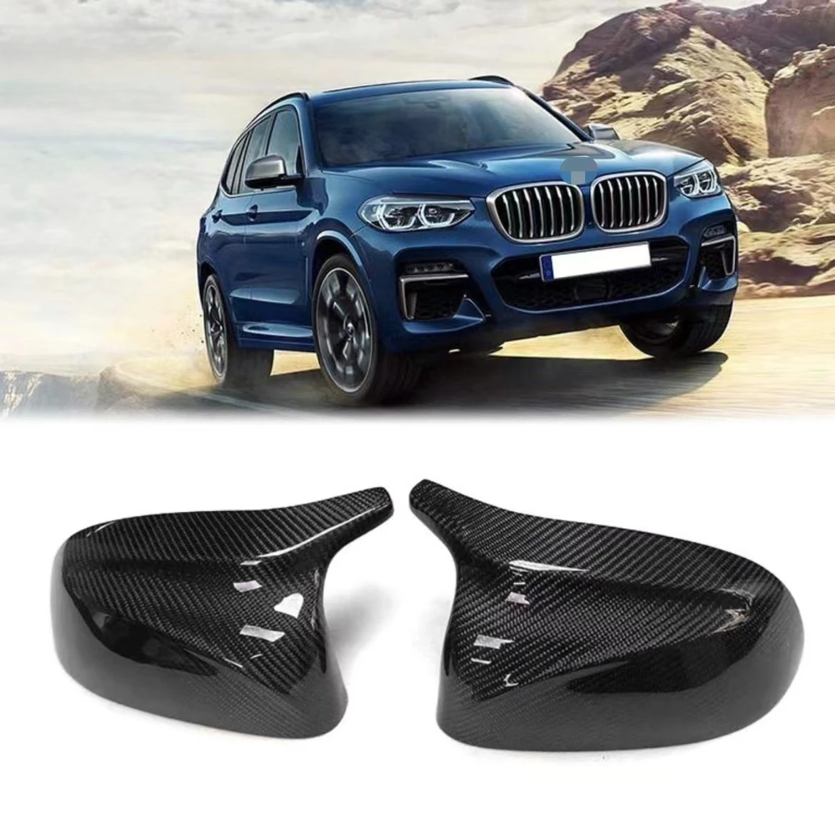 

MRD for BMW X3 G01 X4 G02 X5 G05 X6 G06 M Style Carbon Fiber Mirror Caps Mirror Covers Regular Carbon Fiber and Glossy Black