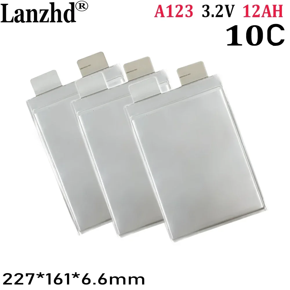 Bateria de iões de lítio, Célula prismática, Taxa de descarga 20C, A123, 12000mAh, Células de bateria LiFePO4, 3.2V, A123, A123, A123, 12Ah, 1-12pcs