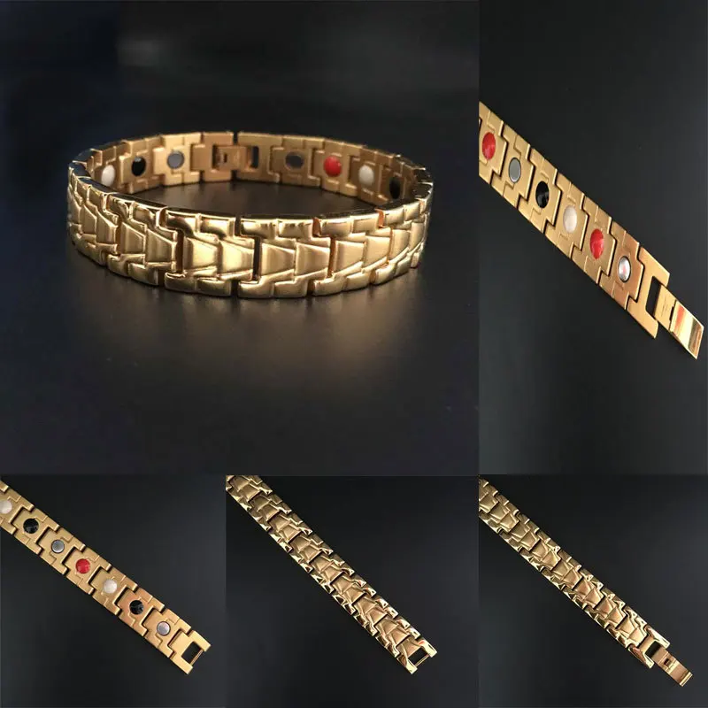 Customized. Stainless Steel Energy Magnet Germanium Particle Bracelet 304 Material Steel Magnet Far Infrared