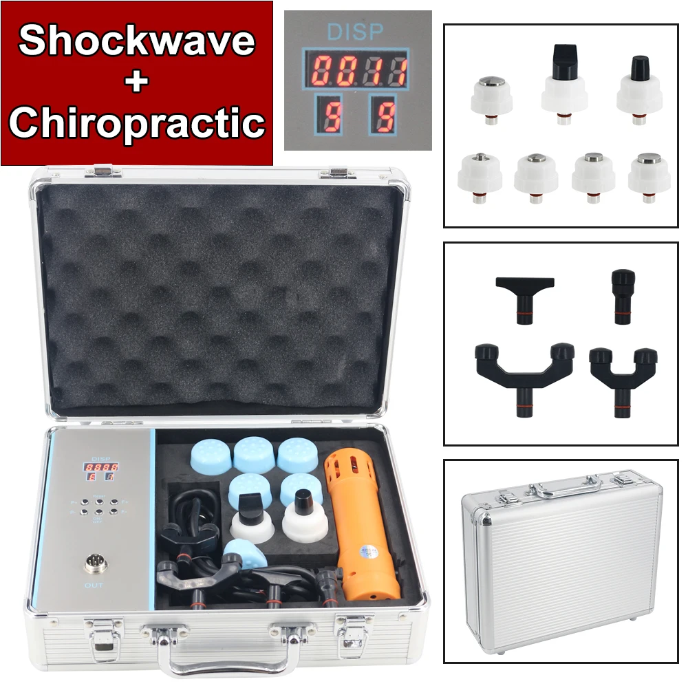 

2 in 1 Shockwave Therapy Machine Neck Pain Relief Health Care Shock Wave Chiropractic Tool Muscle Massager 11 Heads ED Treatment