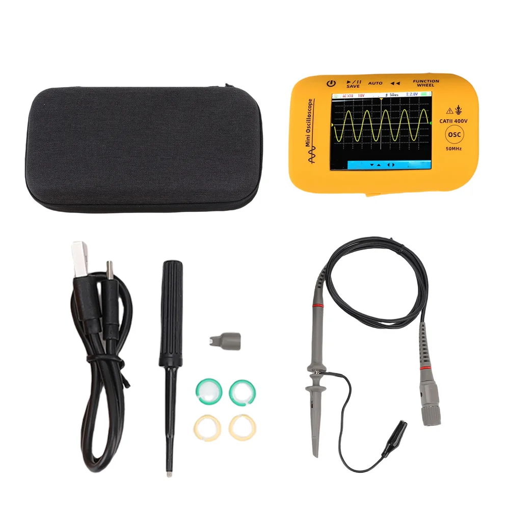 OT4 Digital Handheld Oscilloscope 50MHz 200MSa/s 2.8 inch Color TFT Screen Data Hold Function for Circuit Analysis