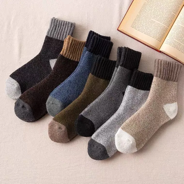 New Men's Wool Sock Super Thick Terry Winter Warm Socks Fashion Style Mid Tube Sock Snow Socks High Quality Male Socks