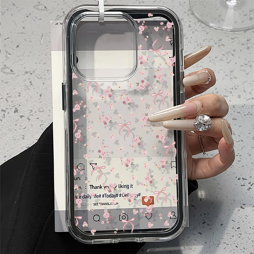 Luxury Candy Color Frame Clear Phone Case For iPhone 17 16 15 14 13 11 12 Pro Max 17 Air Flower Soft Shockproof Bumper Cover - view 4