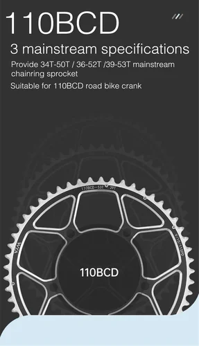 Imagen 2 del producto VXM-cadena doble para bicicleta de montaña, 110BCD y 130BCD, 34T/50T/36T/52T/39T/53T, juego de manivela, chasis, piñón de aluminio, piezas de bicicleta plegables