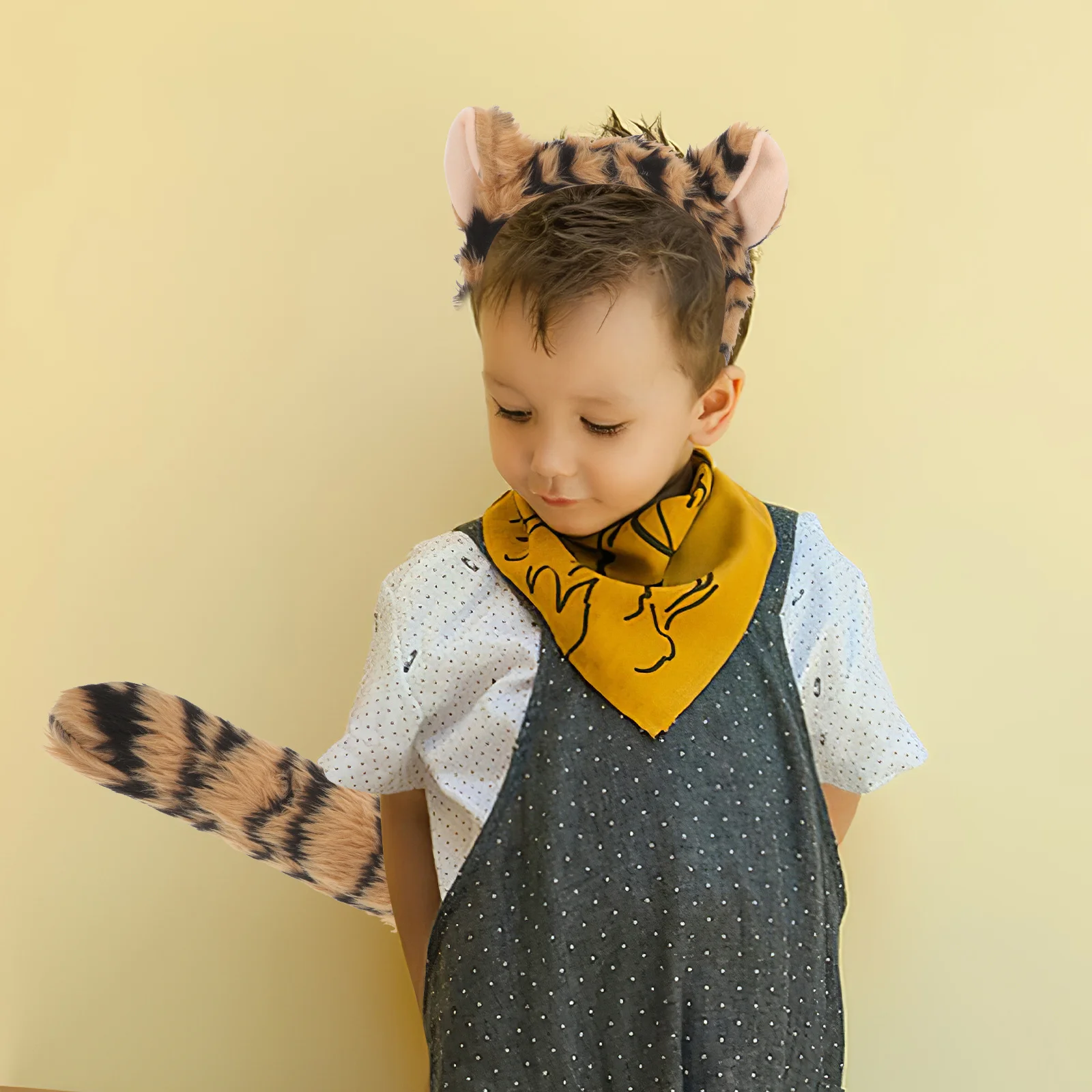 1Set Animal Ear Headband Tail Set Soft Costume Props for Cosplay Party Birthday Christmas Role Play Performance