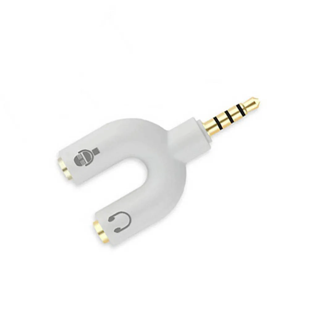 3.5mm Mini U Shape Two-way Headphones Splitter Double Audio Jack Headset Splitter Connector Adapter Keyring Phone Accessory