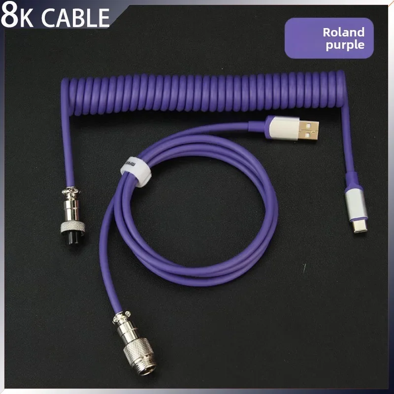 

8k кабель для клавиатуры, спиральный соединительный кабель, металлический авиационный интерфейс, игровые аксессуары для рисования, VGN, Mcose, Aula