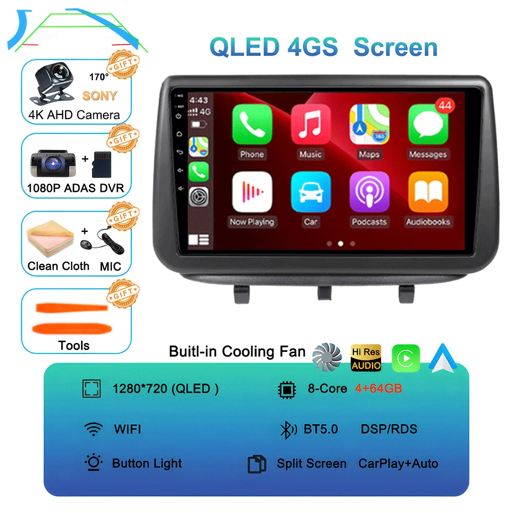 Auto radio multimediaspeler GPS CarPlay Auto 4G WIFI stereo head unit DSP voor Opel Meriva B 2009 - 2014 2K QLED Android 16