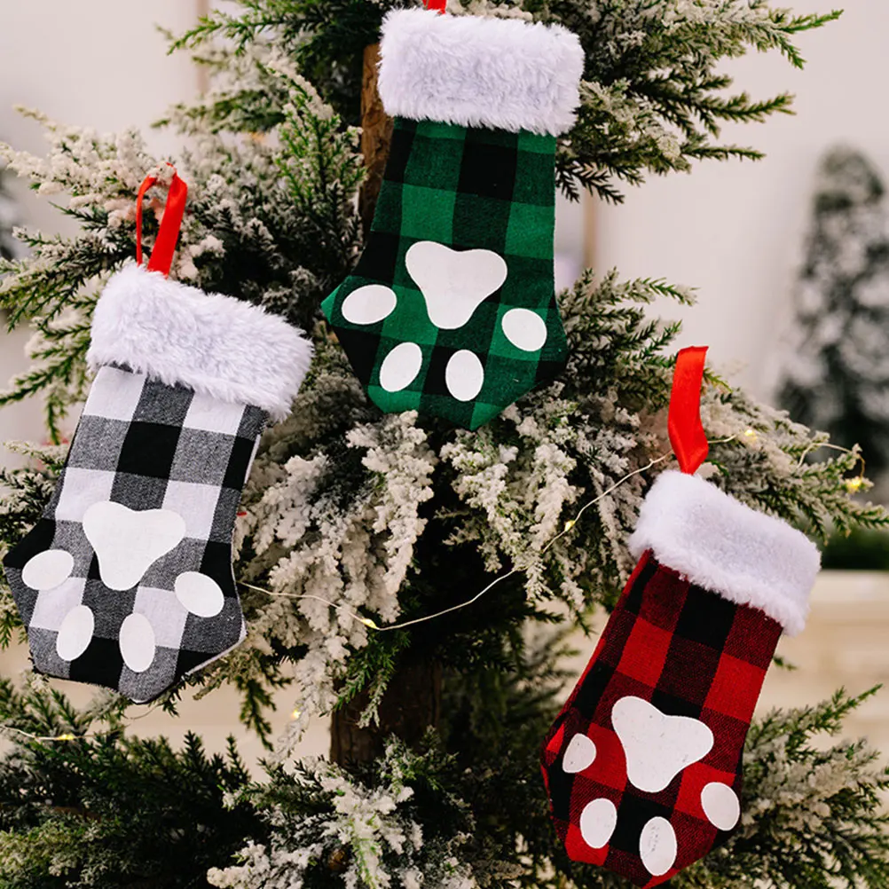 

3 Pcs Cat Claw Cutlery Covers Xmas Silverware Bags Christmas Tableware Holders Dining Socks Restaurant Decorations