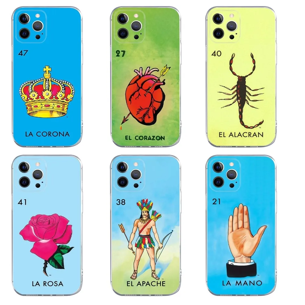 Mexican Bingo Loteria Phone Case For iPhone 15 14 13 12 11 Pro Max Xs Xr X 7 8 Plus 12 13 Mini Silicone Clear Cover