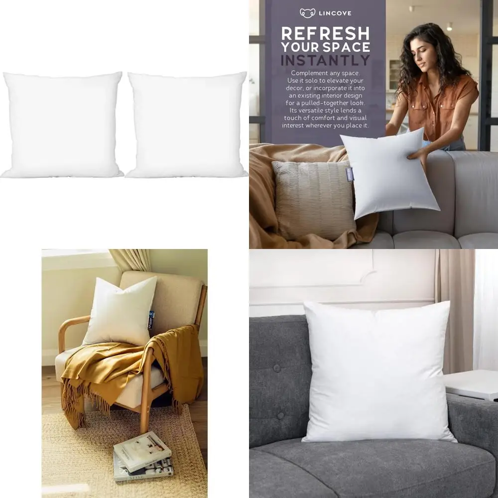 

Down Alternative Euro Square Throw Pillow Insert - 100% Cotton Shell, Vegan-Friendly, Made in Canada, 20x20 Inches