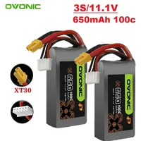 OVONIC-batería Lipo 3S1P de 11,1 V, 650mAh, 100C, enchufe XT30 para helicóptero RC, Quadcopter, FPV, piezas de Dron de carreras, batería de Drones 3S