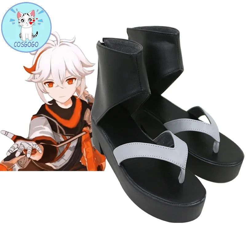 Game Genshin Impact Cosplay Shoes Kaedehara Kazuha Cosplay Shoes Halloween Party Daily Leisure Shoes Black sandals Boots