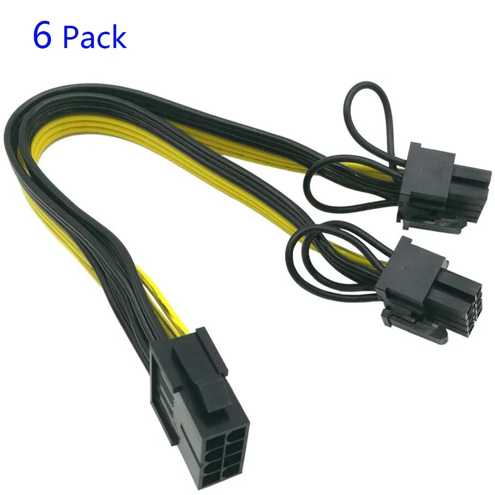1/2/6pcs CPU 8 Pin Female To Dual PCIe 2X 8 Pin (6+2) Male Power Adapter Splitter Cable For Graphics Card BTC Miner 9-inch