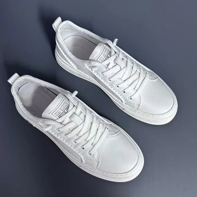 Luxury Leather Platform Sneakers for Men Designer Soft-soled Sports White Men's Board Shoes Fashion Casual Autumn Shoes Male