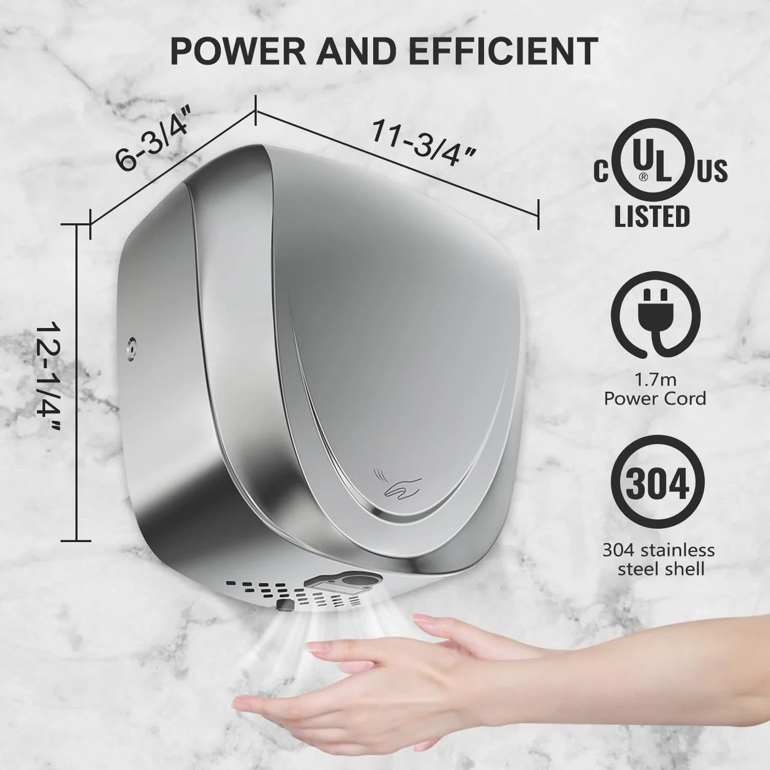 2Pack UL Approved Commercial Hand Dryer with HEPA Filter- Automatic High Speed Stainless Steel Hand Dryers