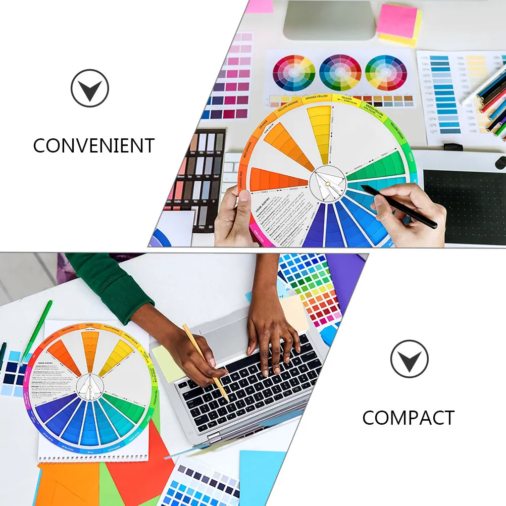 2Pcs Color Learning Wheel Teaching Tool Precise Gradient Paint Mixing Guide for Drawing Nail Art Design Color Wheel
