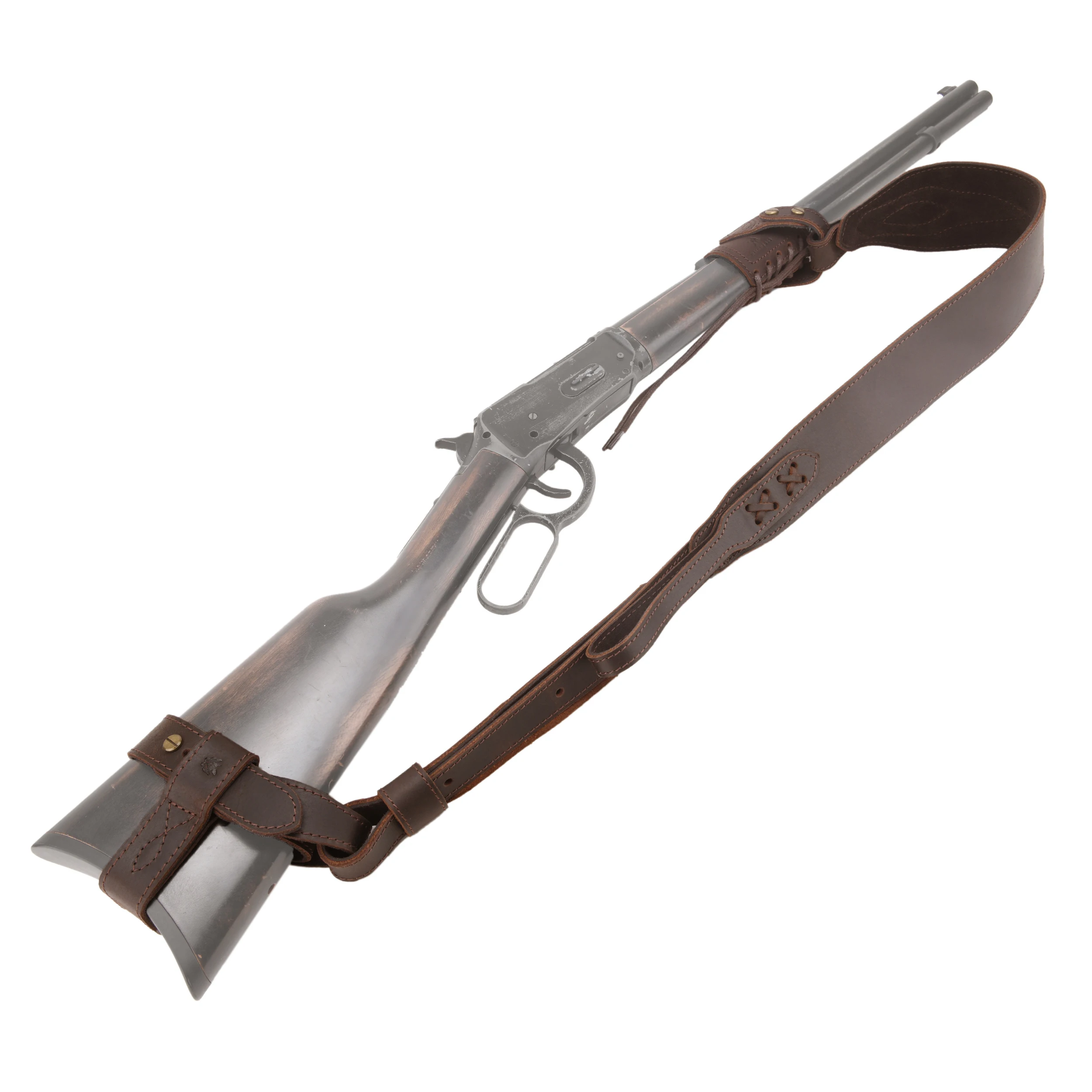 

WAYNE'S DOG 1 Combo LeatherRifle Gun No Drill Harnessed Buttstock Holder with Barrel Mount with Matched Gun Sling Shoulder Strap