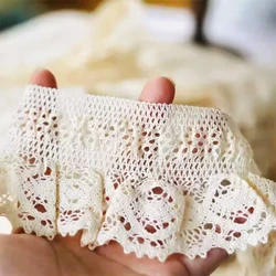 High quality crochet cotton fabric stretch lace DIY clothing cuff collar skirt trim girl doll hand-made dress sewing materials