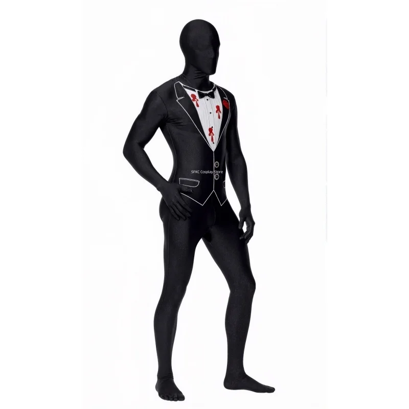 

Halloween Men's Short Gangster Body-hugging Ultra-cool Jumpsuit With Waist Bag And Hidden Zipper Cosplay Party Stage Performance