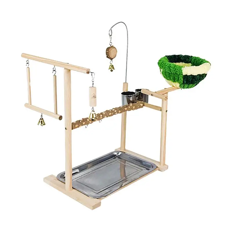 

Bird Playground Stand Bird Perch Stand For Cage Natural Wooden Conure Budgie Lovebird Stand Activity Center Claw Grinding Toy