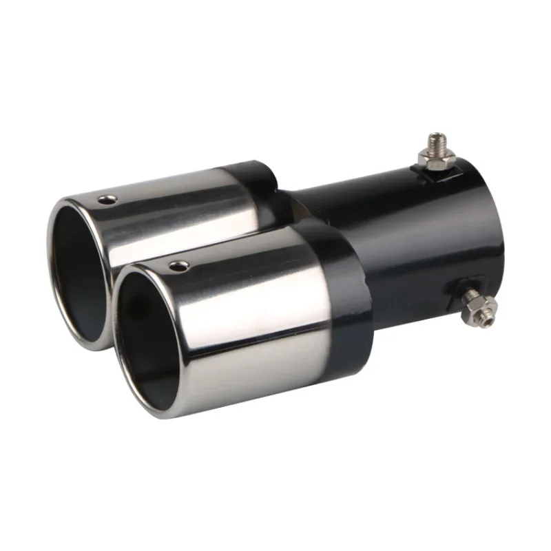 Car Universal Tailpipe One Out Two Baking Blue Model Accessories Stainless Steel Exhaust Tips Muffler Tail Double-Pipe Tube Tips