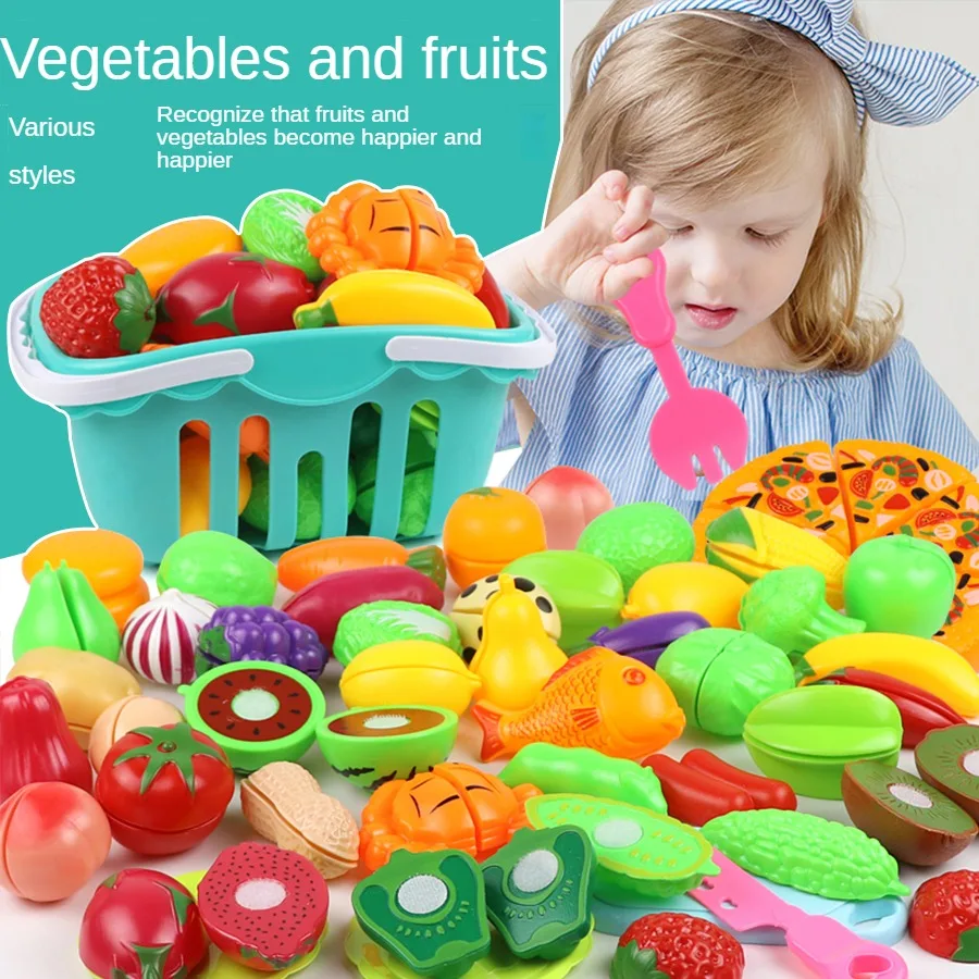 Children\'s House Simulation Cutting Fruit Toys Vegetable Pizza Cutting Music Plastic Toy Fruit Set